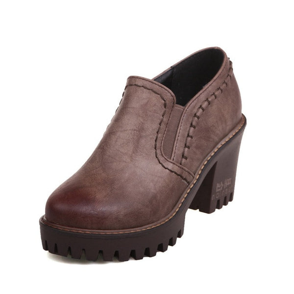 Gdgydh Russian Women Shoes Autumn Round Toe Platform Female Pumps