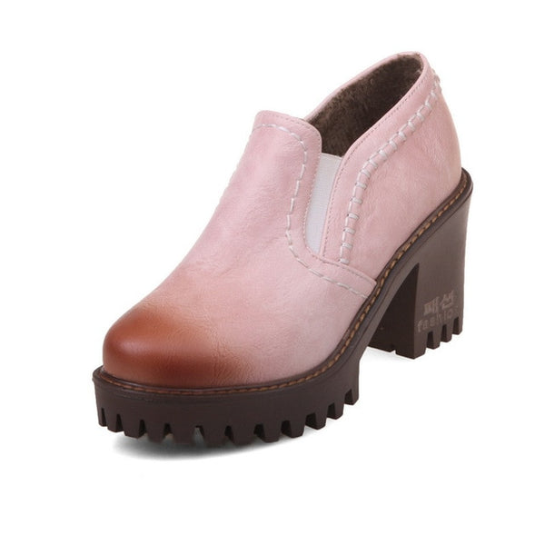 Gdgydh Russian Women Shoes Autumn Round Toe Platform Female Pumps