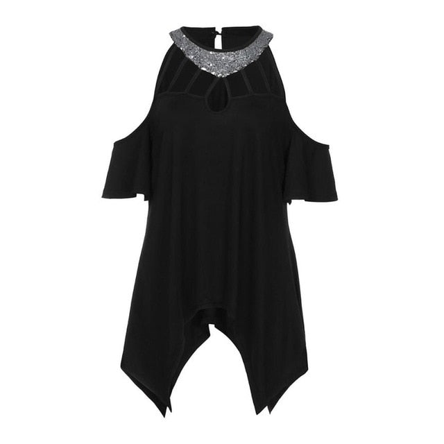 Plus Size 5XL Summer Womens Tops and Blouses Tunic Cold Shoulder
