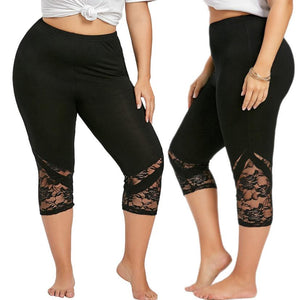 Women Lace Patchwork Skinny Leggings Polyester High Elastic