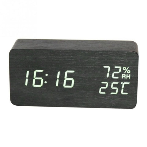 Alarm Clock LED Nightlight Student Small Alarm Clock Multifunctional Mute Wood Bedside Clock