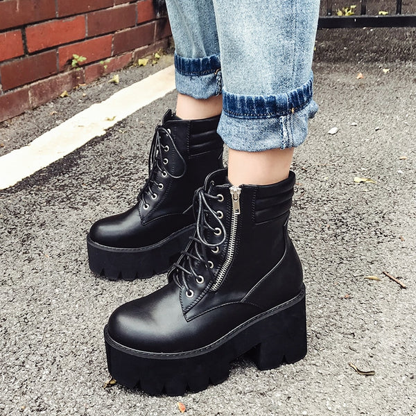 Faux Suede Combat Boots
