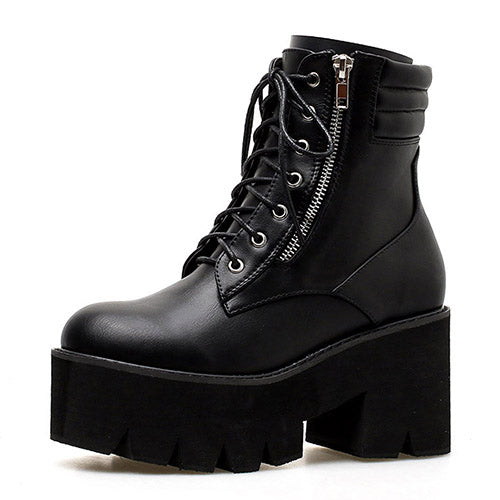 Faux Suede Combat Boots