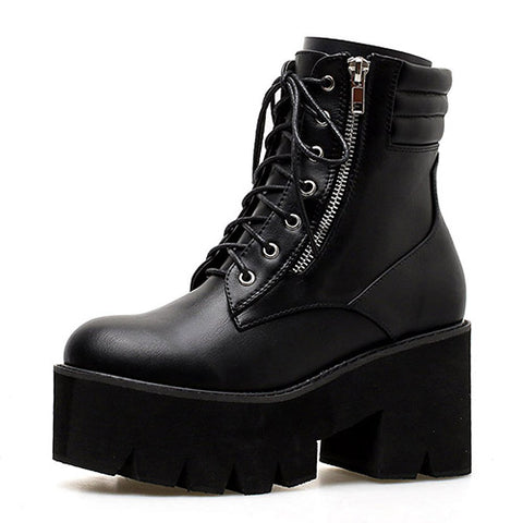 Faux Suede Combat Boots