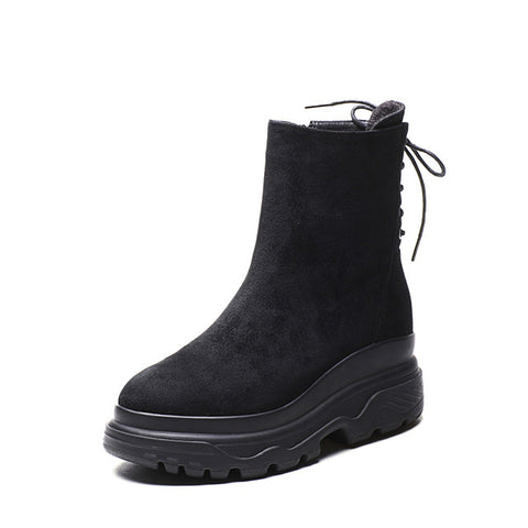SWYIVY Martin Boots Woman Back Lace Auutmn Winter