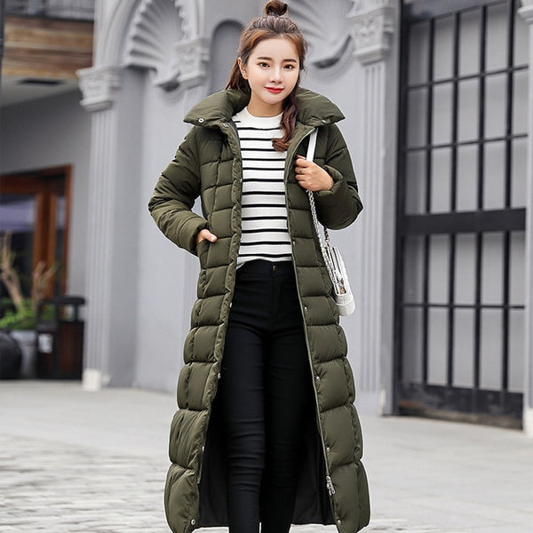 Fashion Winter Jacket Women Big Fur Belt Hooded Thick Down