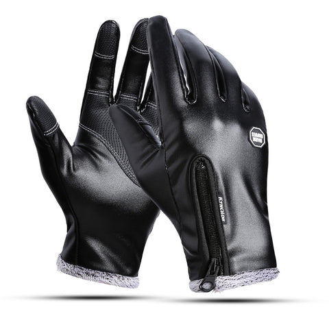 Winter Warm Men's Leather Gloves Black Touch Screen Gloves For Men