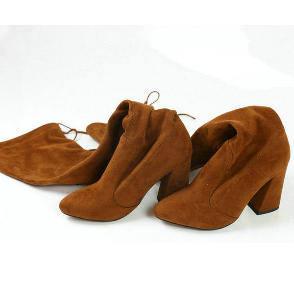 Faux Suede Over-the-Knee Boots