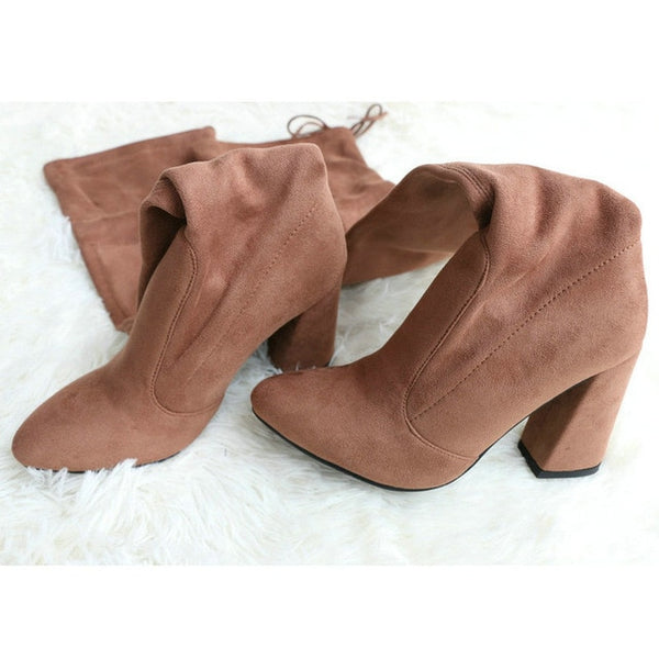 Faux Suede Over-the-Knee Boots