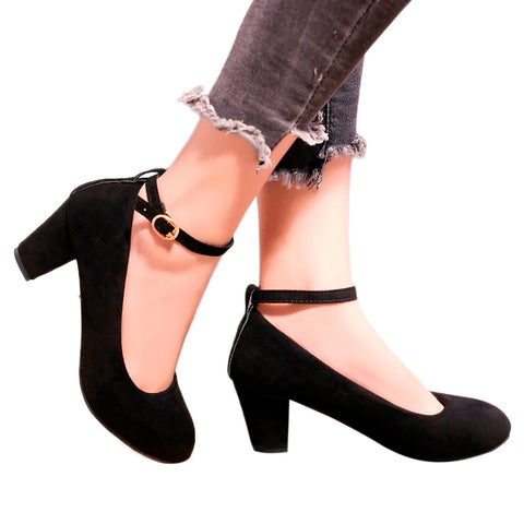 SAGACE Women Shoes Square Heels Ladies  Elegant Casual  Female Ladies Shoe